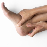 person walking heel because of pain and discomfort