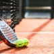 pickle ball with racket and net