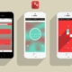 Three smartphones displaying different user interface screens for a health and medication tracking mobile application.
